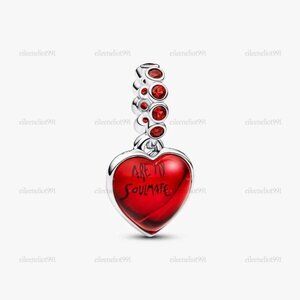 Pandora Red Murano Glass Heart Double Dangle Charm